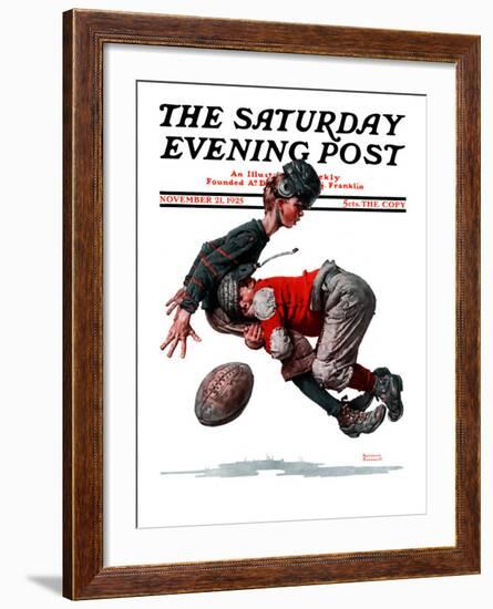 "Fumble" or "Tackled" Saturday Evening Post Cover, November 21,1925-Norman Rockwell-Framed Giclee Print
