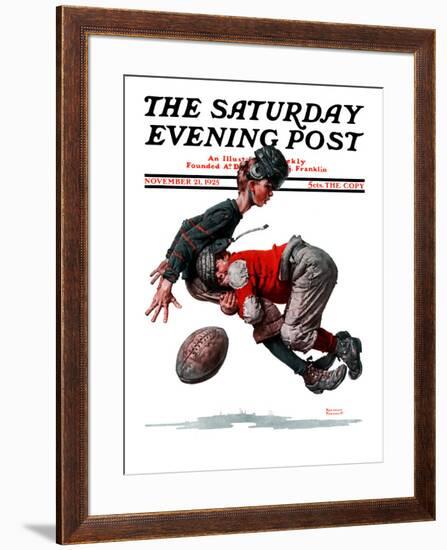 "Fumble" or "Tackled" Saturday Evening Post Cover, November 21,1925-Norman Rockwell-Framed Giclee Print