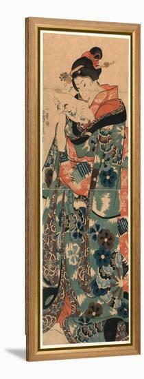 Fumi Yomu Musume-Utagawa Kuniyoshi-Framed Premier Image Canvas