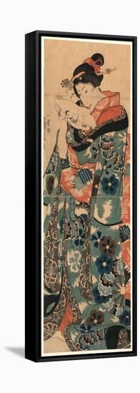 Fumi Yomu Musume-Utagawa Kuniyoshi-Framed Premier Image Canvas