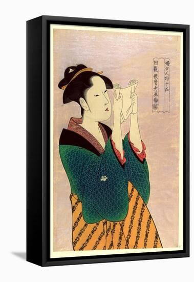 Fumiyomu Onna-Kitagawa Utamaro-Framed Premier Image Canvas