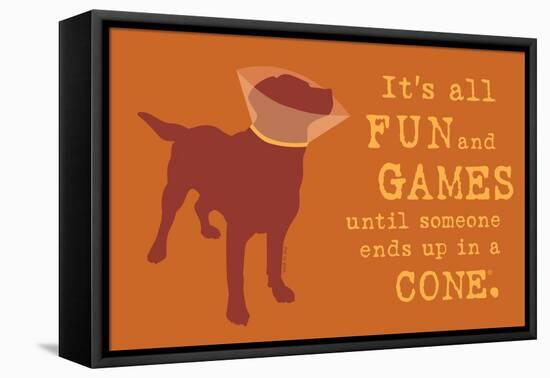 Fun And Games - Orange Version-Dog is Good-Framed Stretched Canvas