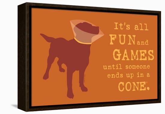 Fun And Games - Orange Version-Dog is Good-Framed Stretched Canvas