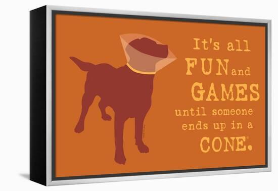 Fun And Games - Orange Version-Dog is Good-Framed Stretched Canvas