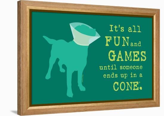 Fun And Games - Teal Version-Dog is Good-Framed Stretched Canvas