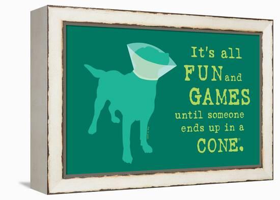 Fun And Games - Teal Version-Dog is Good-Framed Stretched Canvas