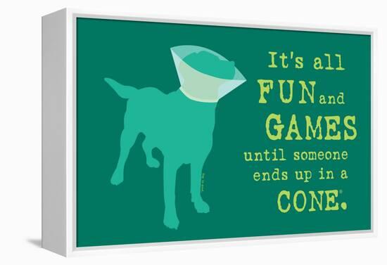 Fun And Games - Teal Version-Dog is Good-Framed Stretched Canvas