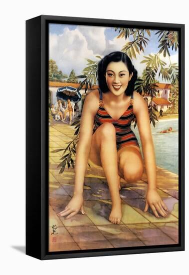 Fun By The Pool-Xie Zhiguang-Framed Stretched Canvas