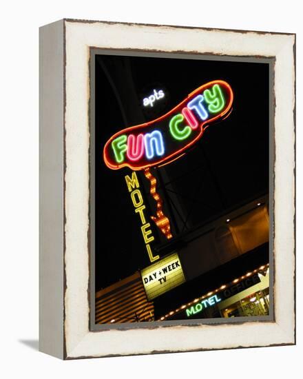 Fun City Motel Sign, Las Vegas, Nevada, USA-Nancy & Steve Ross-Framed Premier Image Canvas