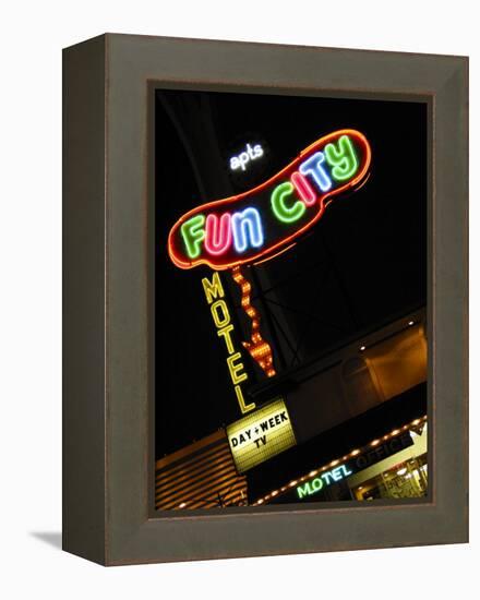 Fun City Motel Sign, Las Vegas, Nevada, USA-Nancy & Steve Ross-Framed Premier Image Canvas