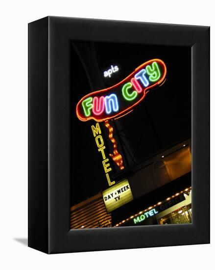 Fun City Motel Sign, Las Vegas, Nevada, USA-Nancy & Steve Ross-Framed Premier Image Canvas