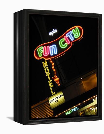 Fun City Motel Sign, Las Vegas, Nevada, USA-Nancy & Steve Ross-Framed Premier Image Canvas