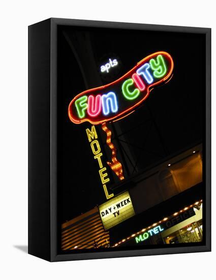 Fun City Motel Sign, Las Vegas, Nevada, USA-Nancy & Steve Ross-Framed Premier Image Canvas