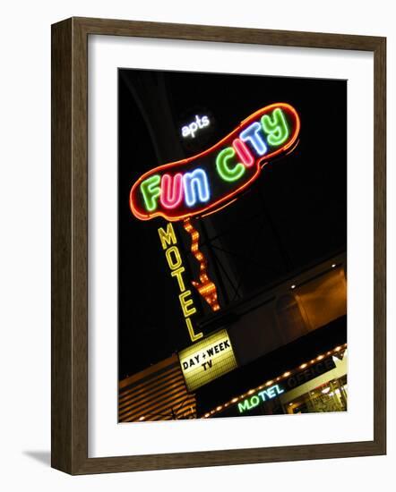 Fun City Motel Sign, Las Vegas, Nevada, USA-Nancy & Steve Ross-Framed Photographic Print