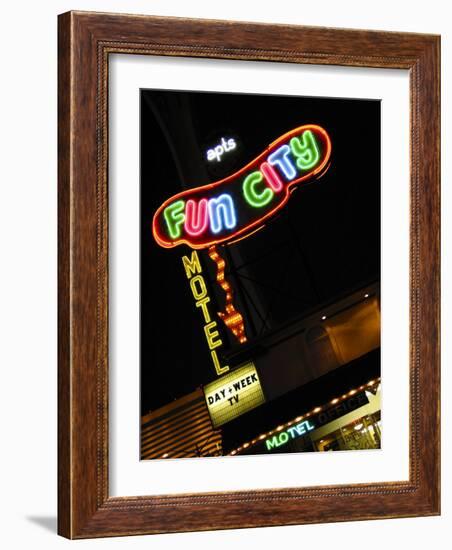 Fun City Motel Sign, Las Vegas, Nevada, USA-Nancy & Steve Ross-Framed Photographic Print