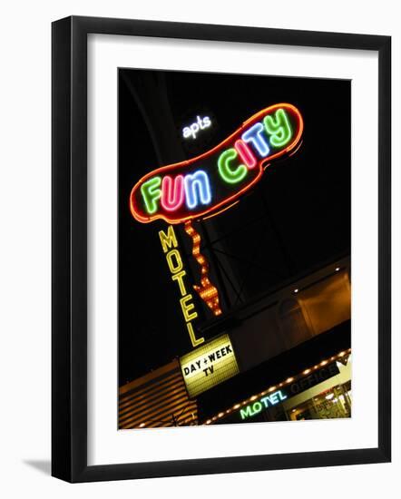 Fun City Motel Sign, Las Vegas, Nevada, USA-Nancy & Steve Ross-Framed Photographic Print