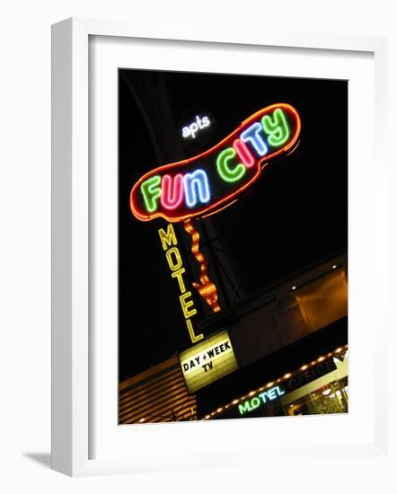 Fun City Motel Sign, Las Vegas, Nevada, USA-Nancy & Steve Ross-Framed Photographic Print