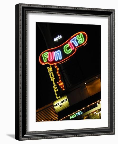 Fun City Motel Sign, Las Vegas, Nevada, USA-Nancy & Steve Ross-Framed Photographic Print