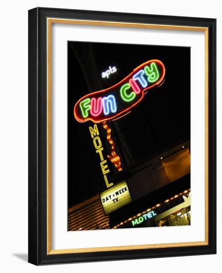 Fun City Motel Sign, Las Vegas, Nevada, USA-Nancy & Steve Ross-Framed Photographic Print