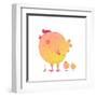 Fun Colorful Mother Chicken Bird and Babies Background. Bright and Cute Hen Family Illustration For-Popmarleo-Framed Art Print