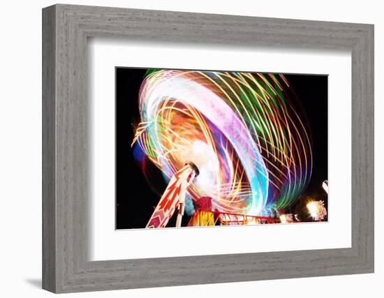 Fun Fair, Long Exposure. Light Trails Motion.-David M G-Framed Photographic Print