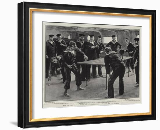 Fun in the Dinner-Hour on a Battleship, Ping-Pong on the Lower Deck-Frank Dadd-Framed Giclee Print