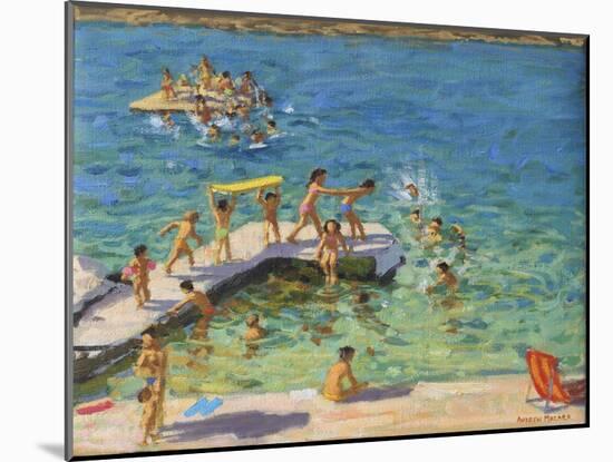 Fun in the sea, Rovinj, Croatia, 2019 (oil on canvas)-Andrew Macara-Mounted Giclee Print