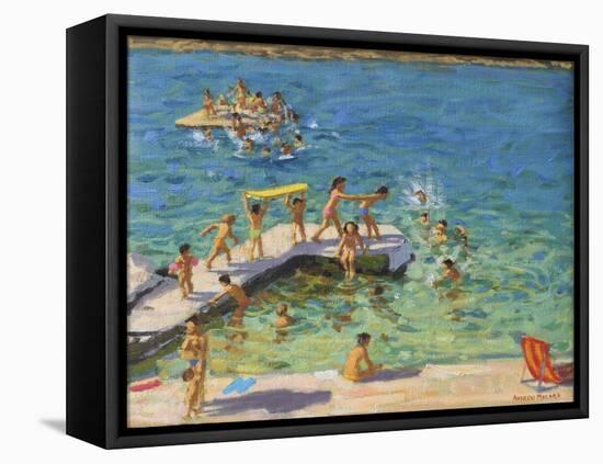 Fun in the sea, Rovinj, Croatia, 2019 (oil on canvas)-Andrew Macara-Framed Premier Image Canvas