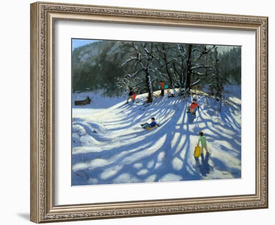 Fun in the Snow, Morzine, France-Andrew Macara-Framed Giclee Print