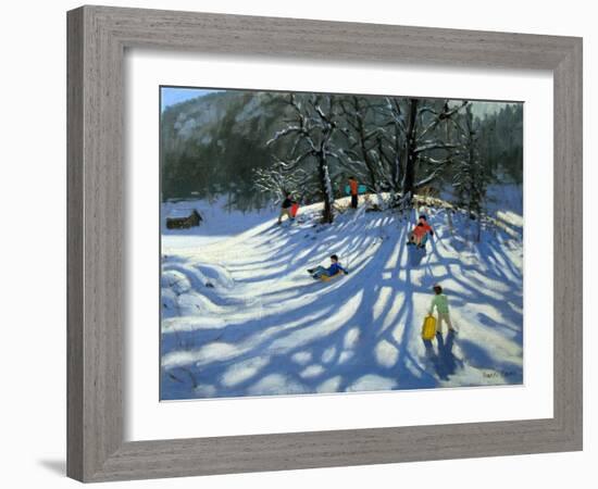 Fun in the Snow, Morzine, France-Andrew Macara-Framed Giclee Print