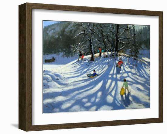 Fun in the Snow, Morzine, France-Andrew Macara-Framed Giclee Print