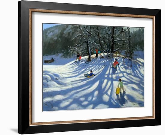 Fun in the Snow, Morzine, France-Andrew Macara-Framed Giclee Print