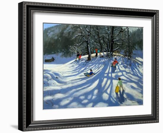 Fun in the Snow, Morzine, France-Andrew Macara-Framed Giclee Print