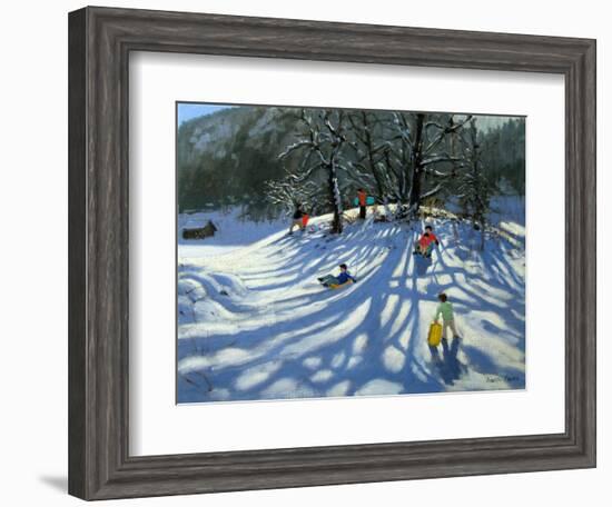 Fun in the Snow, Morzine, France-Andrew Macara-Framed Giclee Print