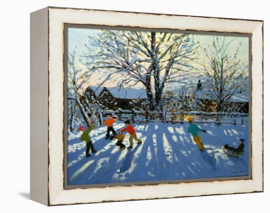 Fun in the Snow, Tideswell, Derbyshire-Andrew Macara-Framed Premier Image Canvas