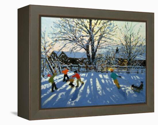 Fun in the Snow, Tideswell, Derbyshire-Andrew Macara-Framed Premier Image Canvas