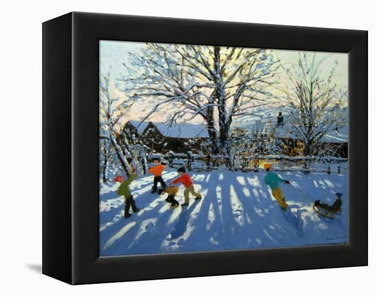 Fun in the Snow, Tideswell, Derbyshire-Andrew Macara-Framed Premier Image Canvas