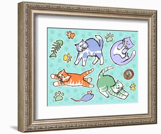 Fun Kitties Pawprints-Geraldine Aikman-Framed Giclee Print