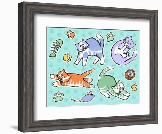 Fun Kitties Pawprints-Geraldine Aikman-Framed Giclee Print