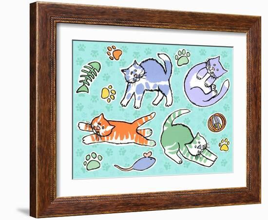 Fun Kitties Pawprints-Geraldine Aikman-Framed Giclee Print