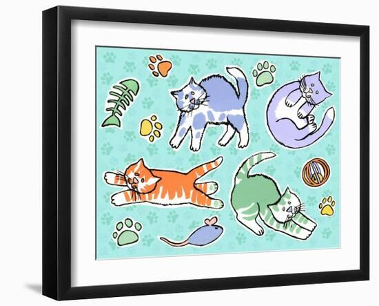 Fun Kitties Pawprints-Geraldine Aikman-Framed Giclee Print