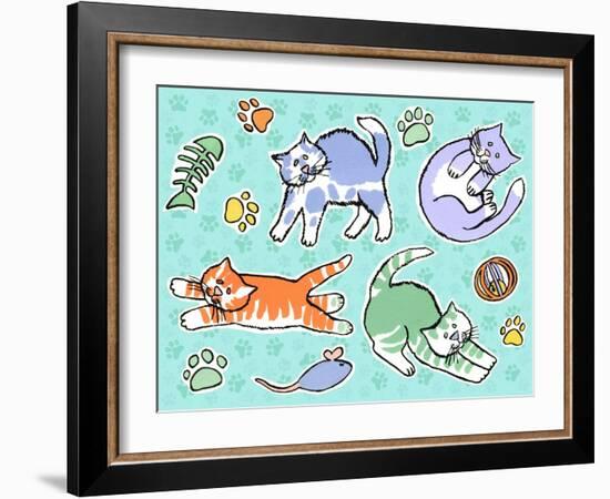 Fun Kitties Pawprints-Geraldine Aikman-Framed Giclee Print