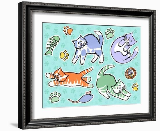 Fun Kitties Pawprints-Geraldine Aikman-Framed Giclee Print