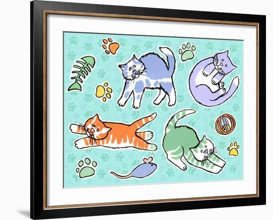 Fun Kitties Pawprints-Geraldine Aikman-Framed Giclee Print