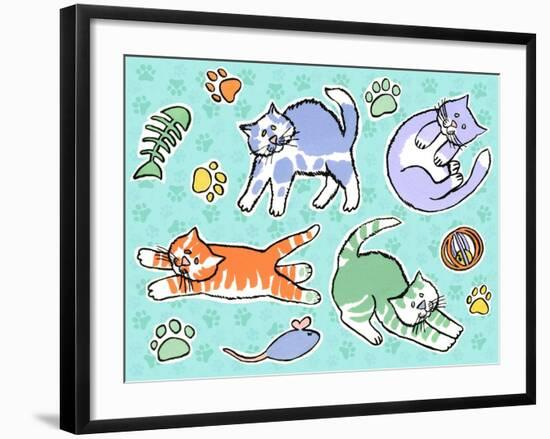 Fun Kitties Pawprints-Geraldine Aikman-Framed Giclee Print