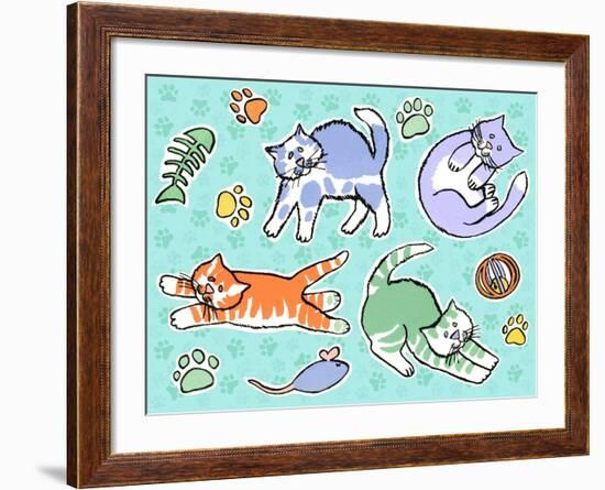 Fun Kitties Pawprints-Geraldine Aikman-Framed Giclee Print