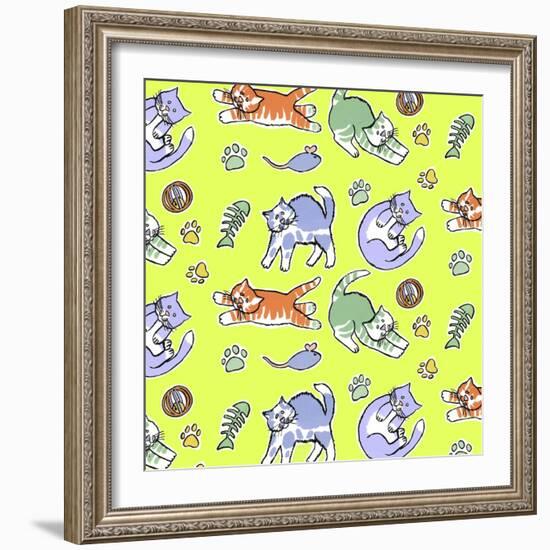 Fun Kitties Repeat-Geraldine Aikman-Framed Giclee Print