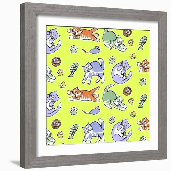 Fun Kitties Repeat-Geraldine Aikman-Framed Giclee Print