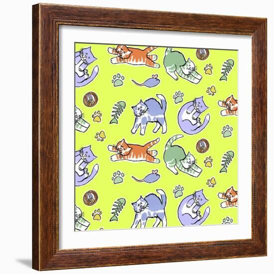 Fun Kitties Repeat-Geraldine Aikman-Framed Giclee Print