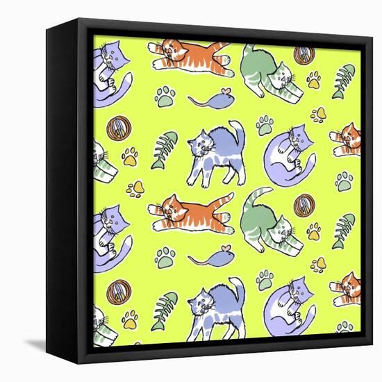 Fun Kitties Repeat-Geraldine Aikman-Framed Premier Image Canvas